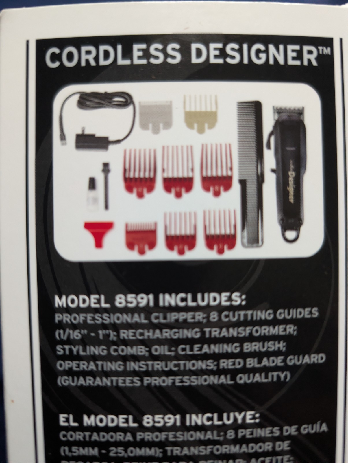 Wahl Cordless Designer Professional Clipper 8591 Accessories & Charger