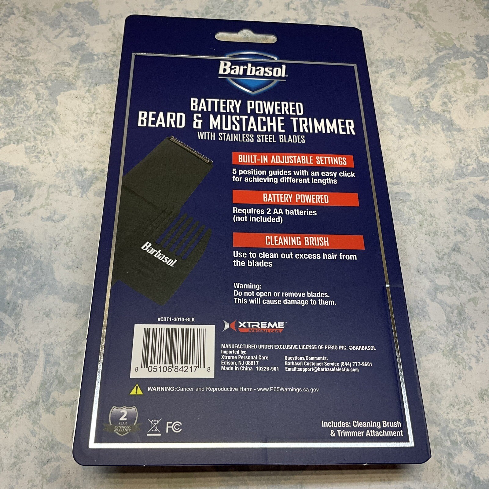 Barbasol Battery Powered Beard/Mustache Trimmer & Ear/Nose Trimmer- New Sealed