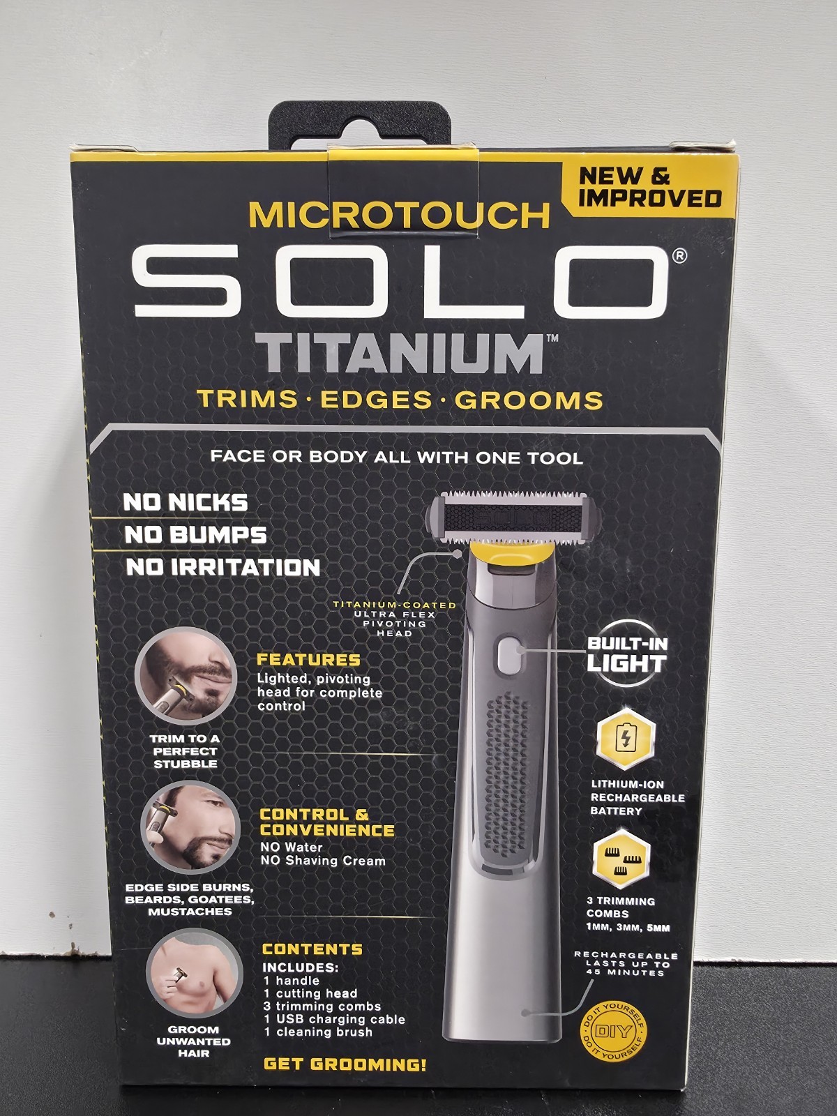 MicroTouch SOLO Titanium Rechargeable Full Body Groomer w/ 3 Heads NEW/SEALED