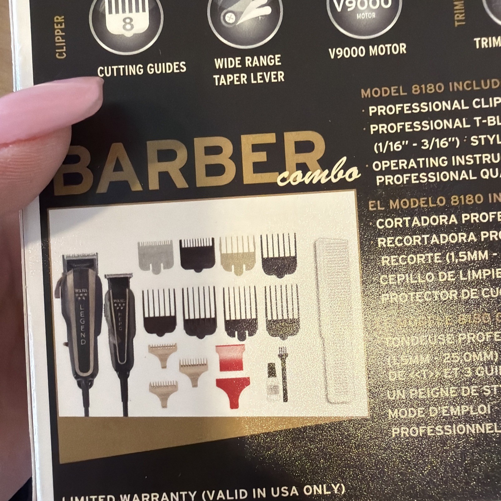 Wahl 8180 5-Star Barber Combo Legend Clipper and Hero Trimmer – Black/Gold