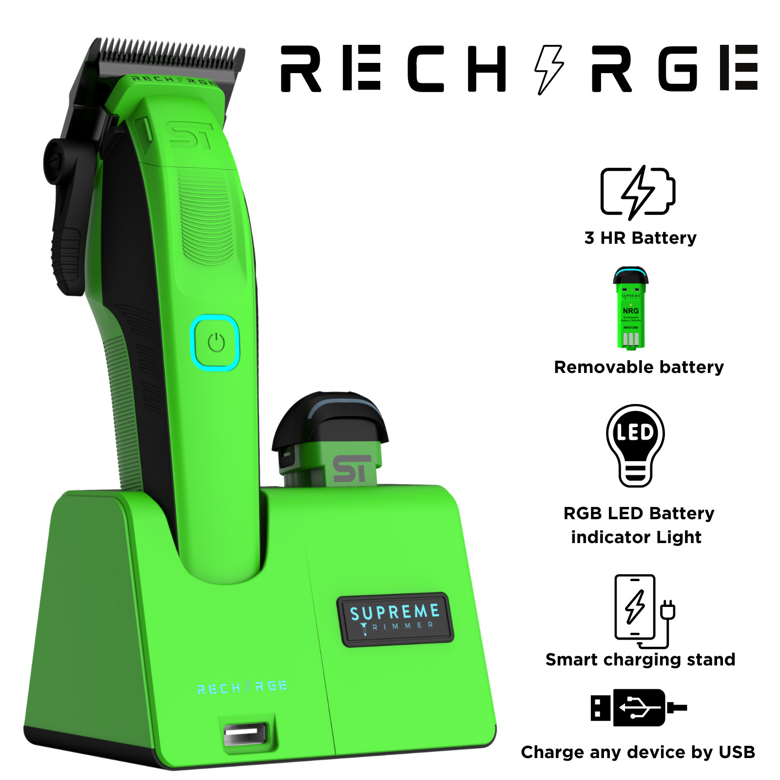 Product image Supreme Trimmer Recharge Clipper w/ DLC Taper Blade STC779 | Green