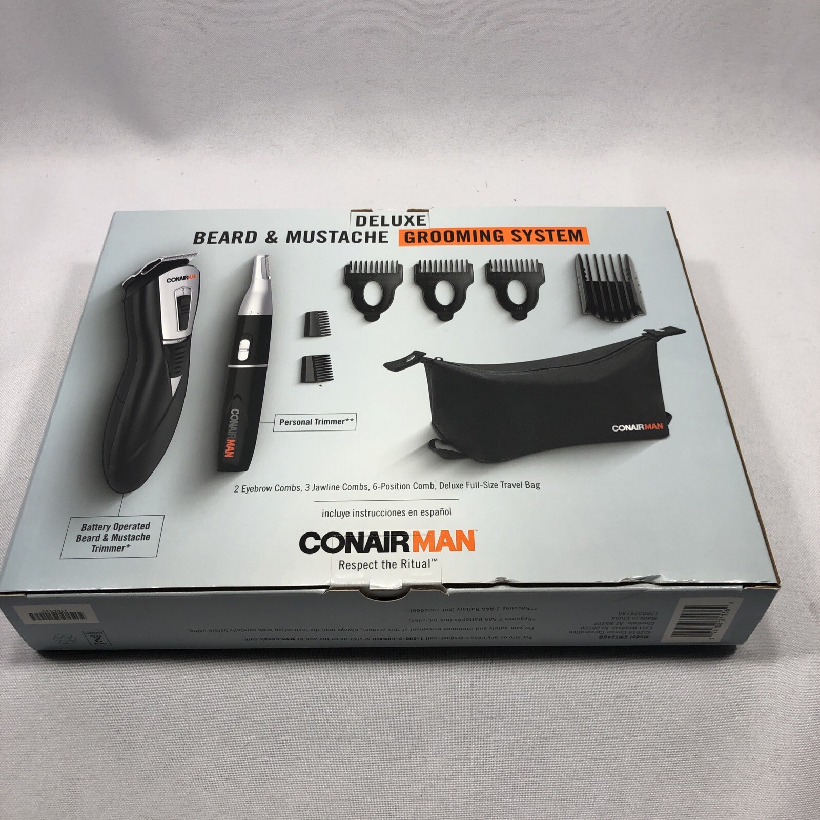 CONAIR MAN DELUXE BEARD & MUSTACHE 9pc. GROOMING SYSTEM BATTERY OPERATED NIB