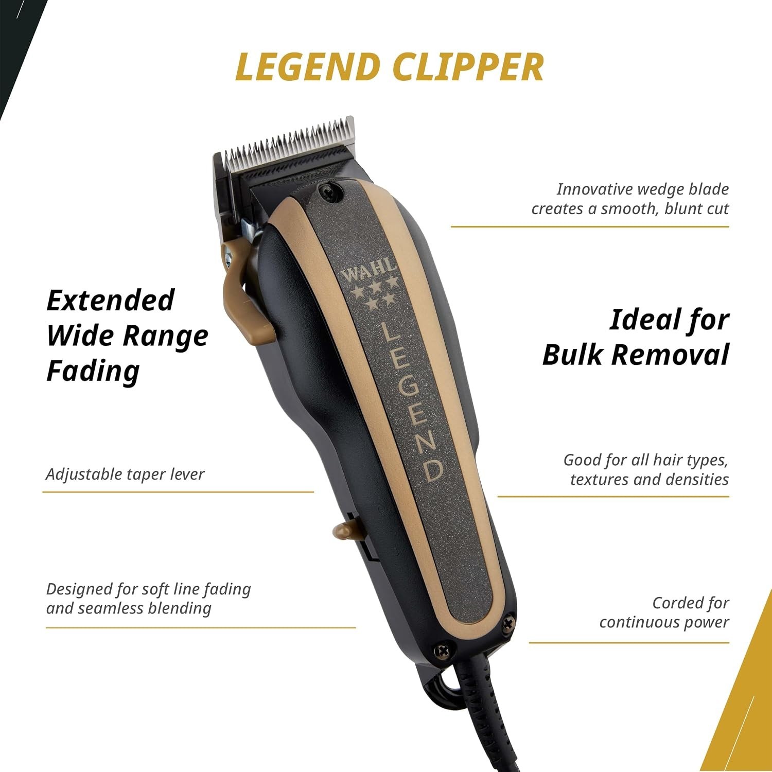 Wahl 8180 5-Star Barber Combo Legend Clipper and Hero Trimmer – Black/Gold