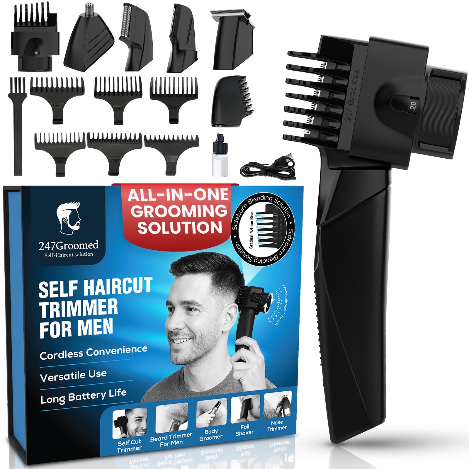 Self Haircut Kit for Men â€“ Electric Hair Trimmer for Men with Beard and No