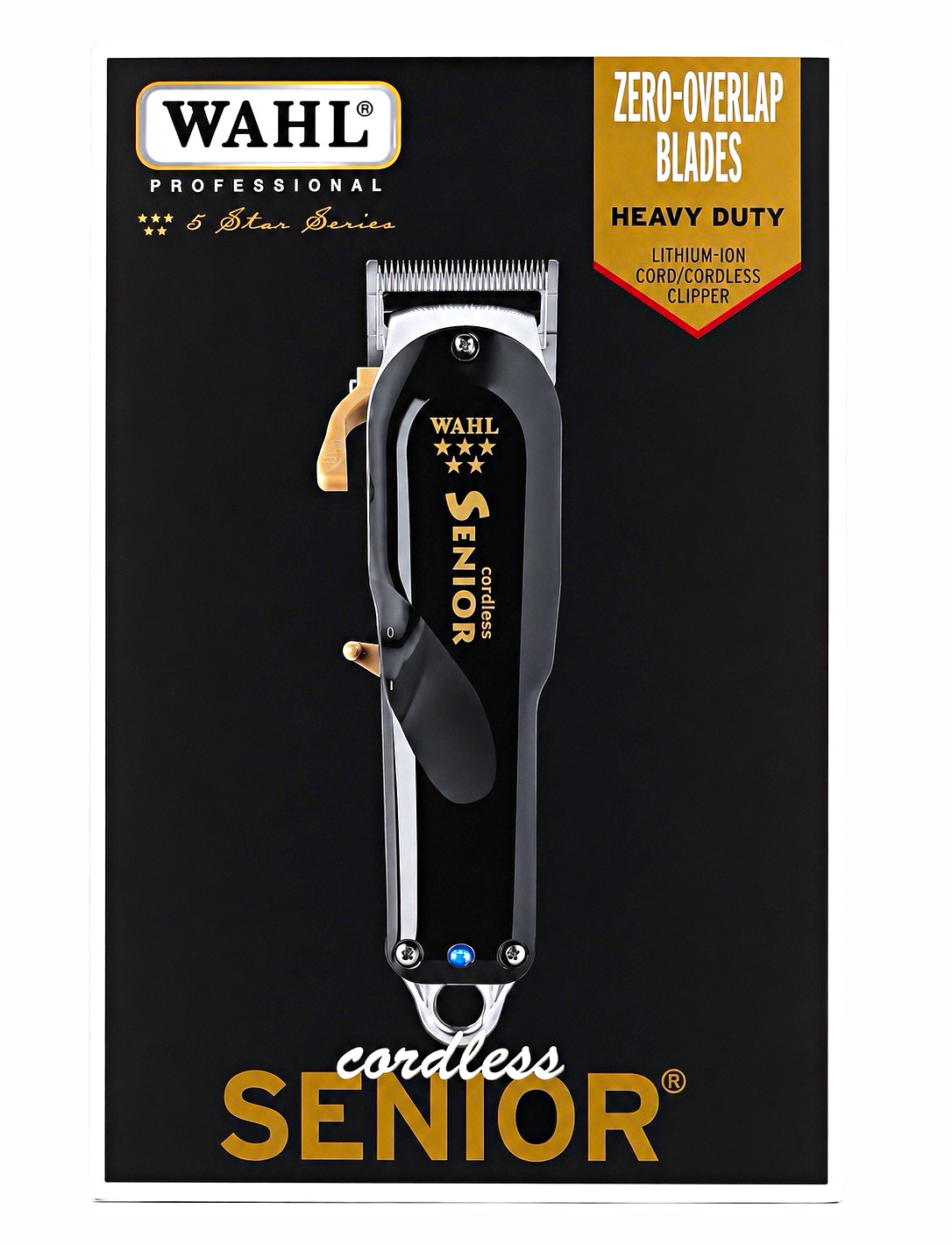Wahl 5 Star Cordless Senior Clipper Cordless Rechargeable Black/Gold 8504-400