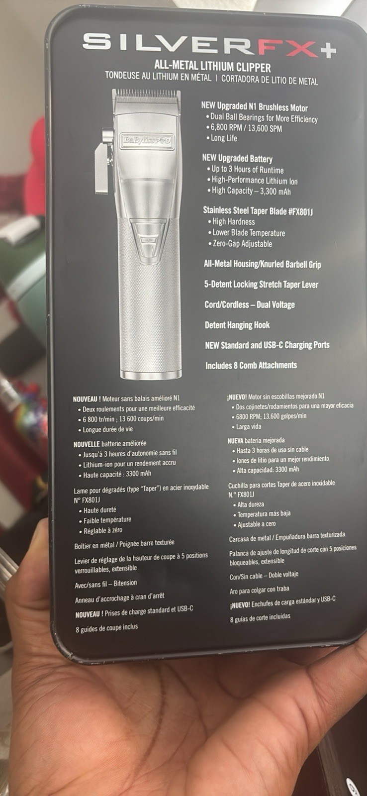 BaByliss Pro SilverFX Upgraded Metal Lithium Clipper FX870NS
