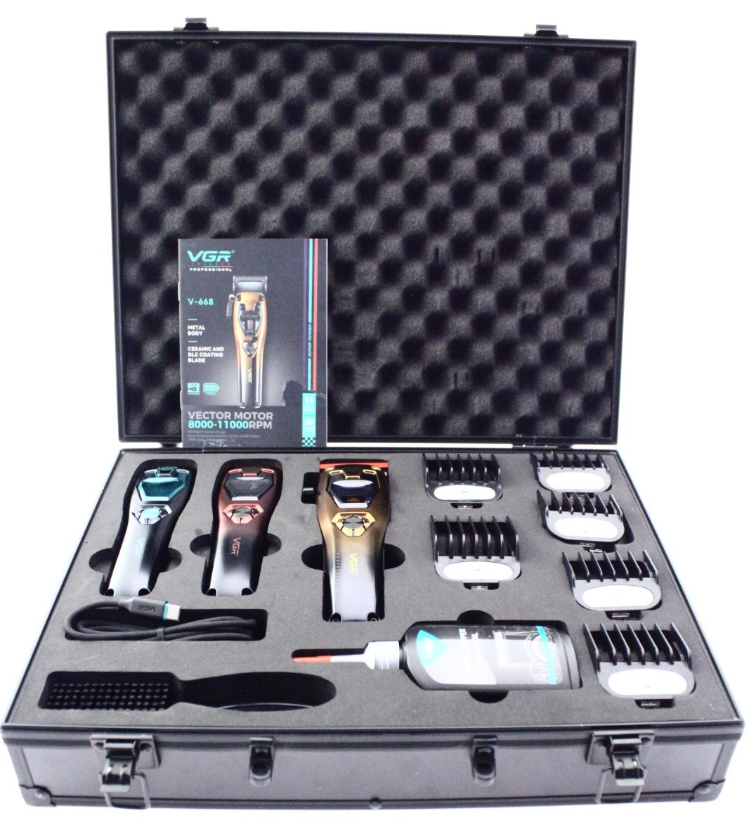 VGR V-668 Hair Clippers Professional 8000-11000 RPM Vector Motor USB Charging