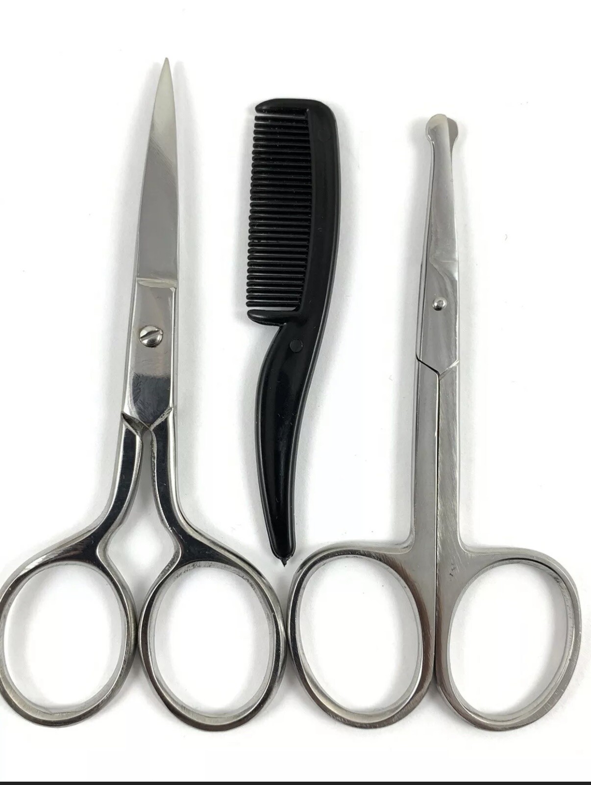1 Set Beard Mustache Nose Ear Scissors Comb Trimming Kit Facial Hair Trimmer