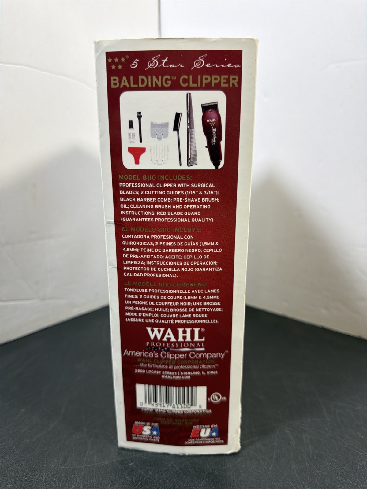 Wahl 8110 Professional 5-Star Wired Full Head Balding Clipper – Burgundy – USA