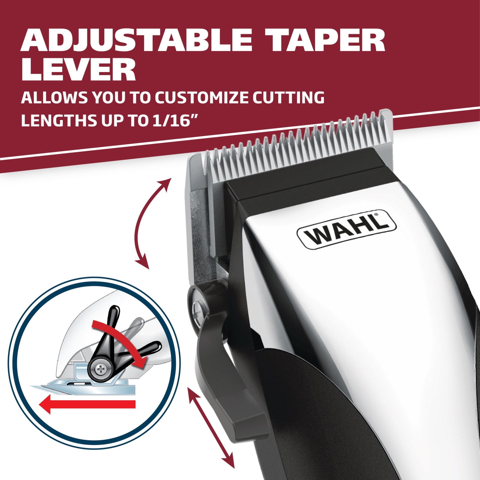 Wahl Chrome Pro, Corded Hair Clipper Kit for Men or Women, Black/Chrome – #9670-