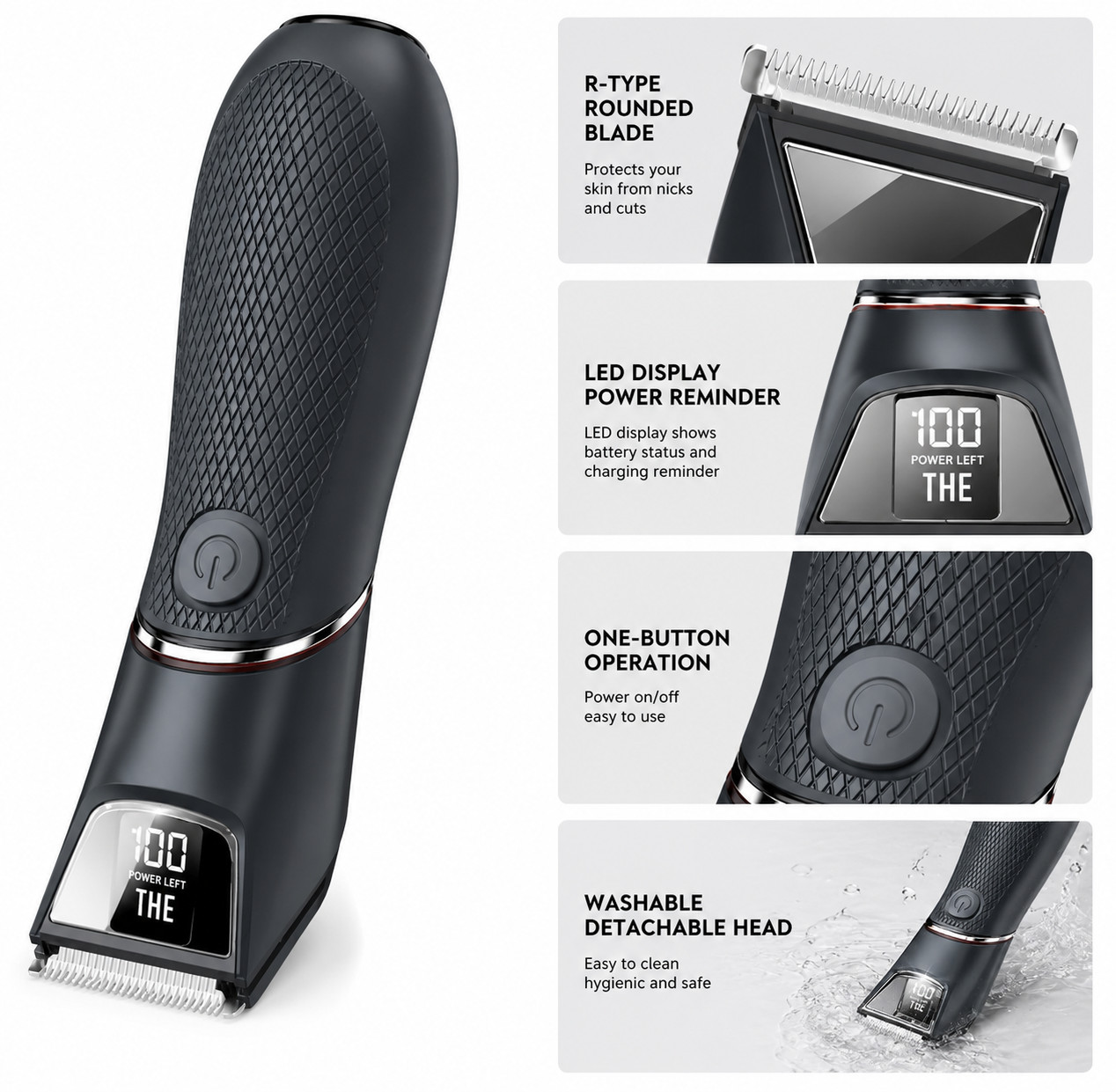 Pubic Hair Trimmer for Men’s Electric Ball Trimmer Wet/Dry Body Shaver