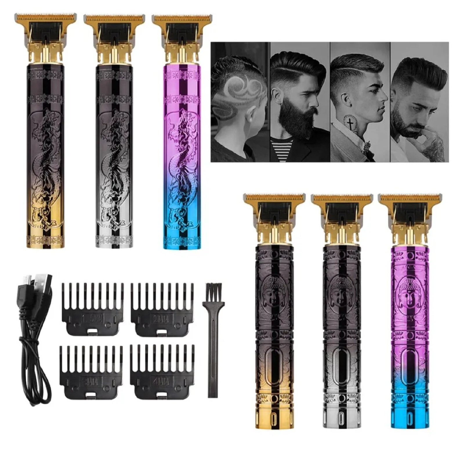 ABS electric hair clipper, retro oil head rechargeable shavers.Gray color.