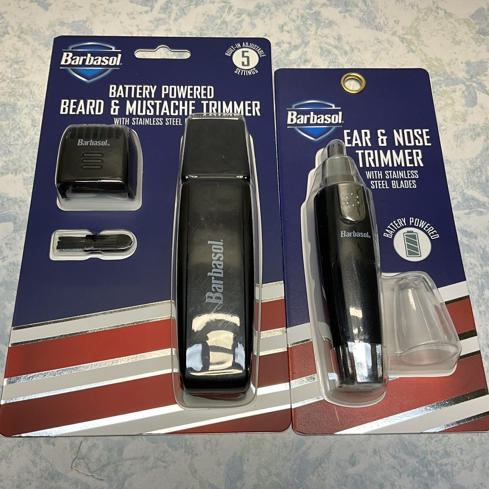 Barbasol Battery Powered Beard/Mustache Trimmer & Ear/Nose Trimmer- New Sealed