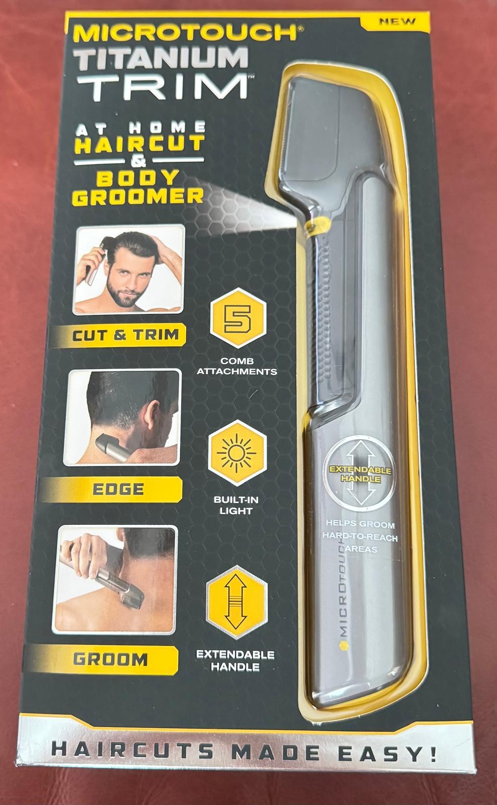 MicroTouch Titanium Trim Cordless Hair Groomer Trimmer 5 Comb Lighted Extendable