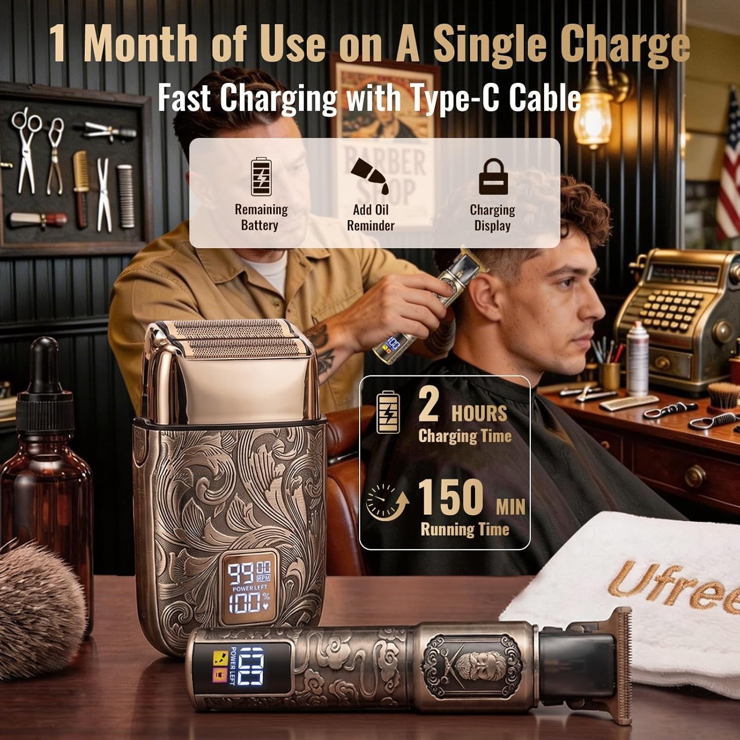 Ufree Foil Shavers Electric Razor for Men, Beard Trimmer Grooming Shaving Kit