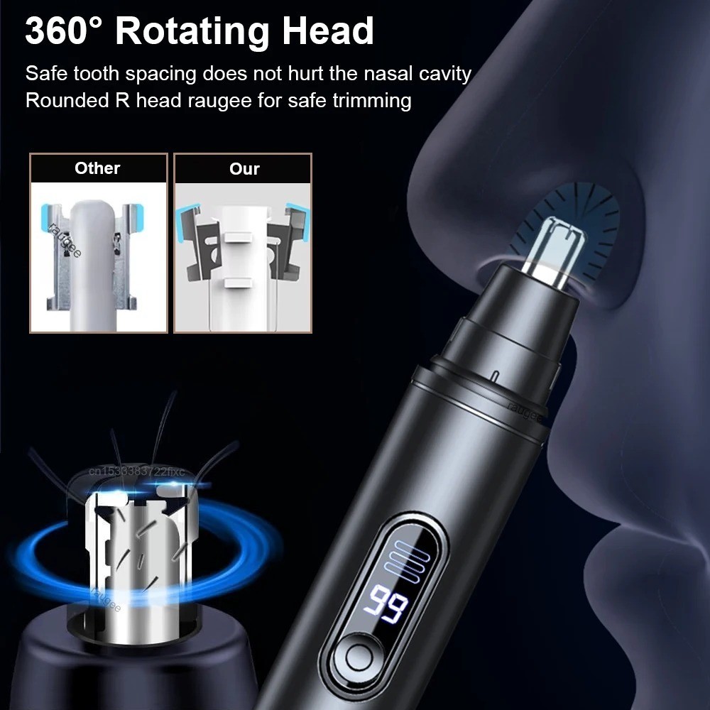 Portable Nose & Ear Hair Trimmer Electric Facial Hair Clipper for Men & Women