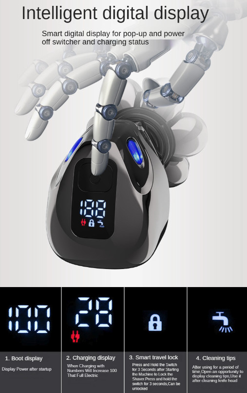 5 IN 1 7D Rotary Electric Shaver Rechargeable Bald Head Shaver Beard Trimmer Men