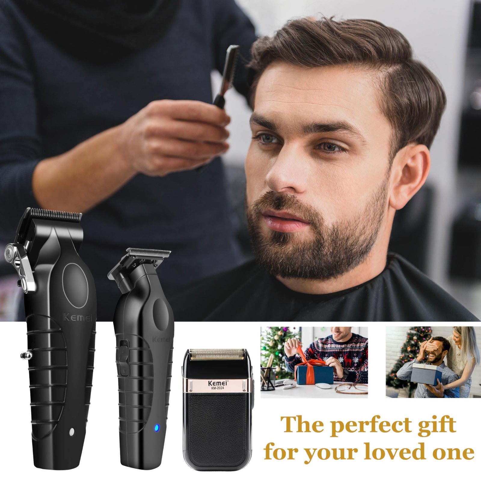 Professional Hair Clippers & Beard Trimmer Set, Cordless Rechargeable USB Haircu