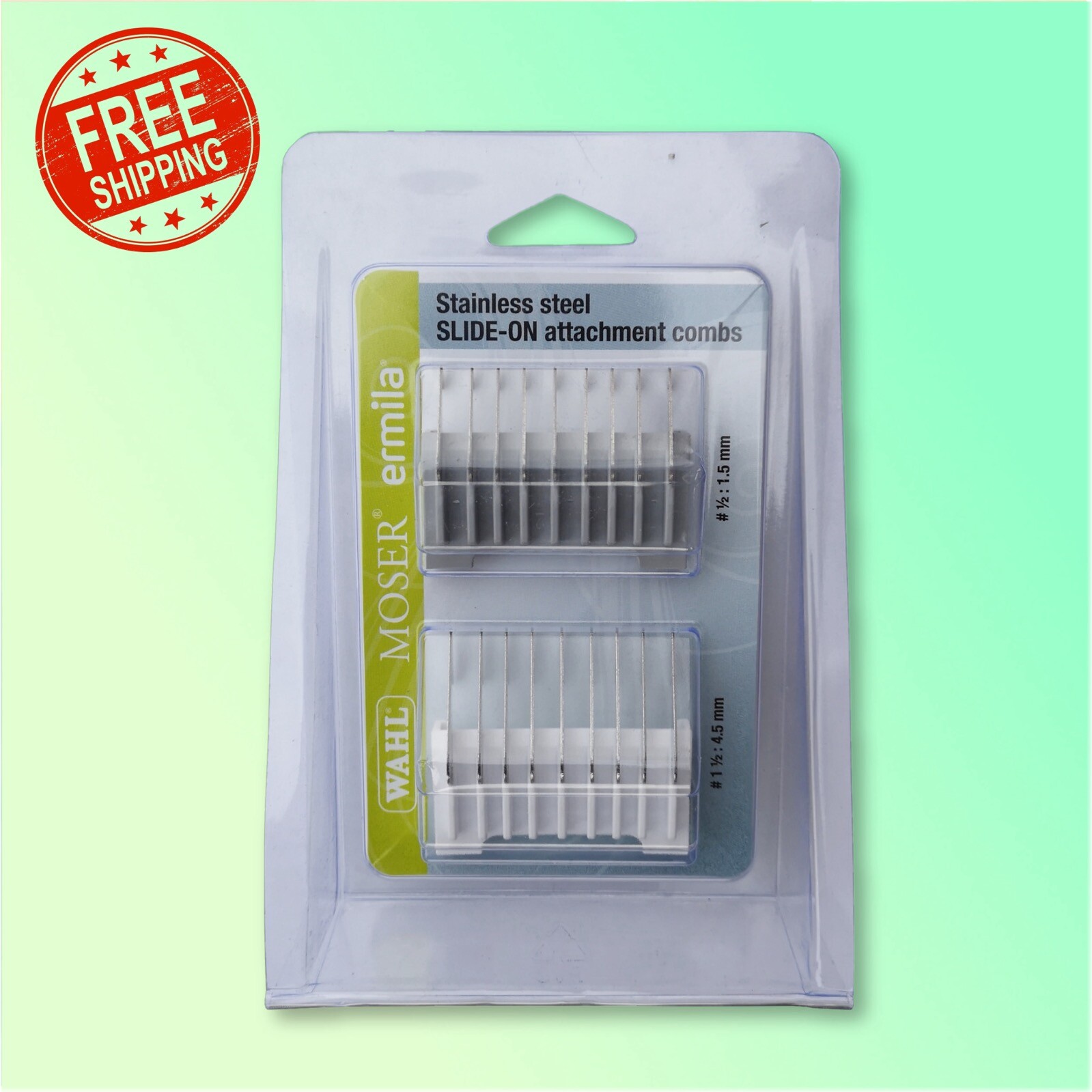 Moser set Combs 1.5mm & 4.5mm Stainless steel slide-on attachment 1233-7180