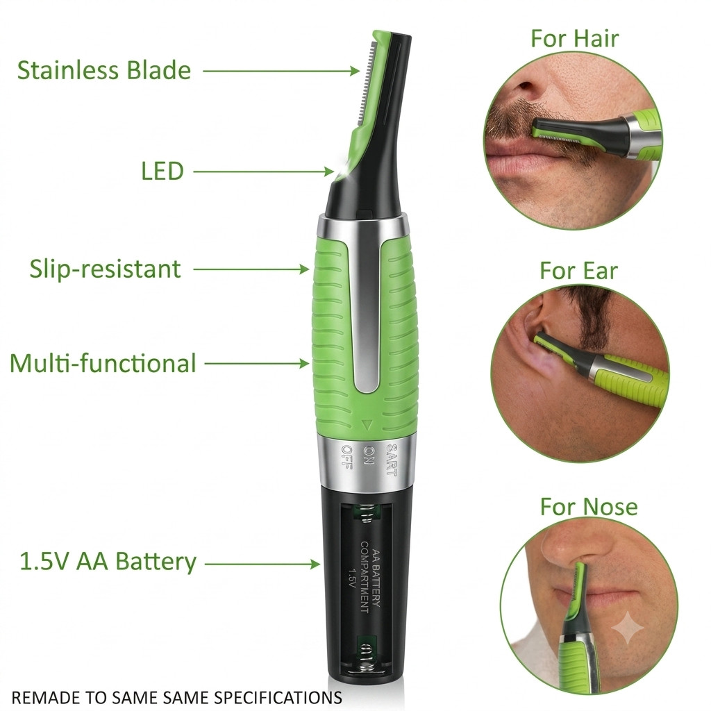 Men’s Nose Ear Hair Trimmer Eyebrow Beard Mustache Face Neck Grooming Clipper