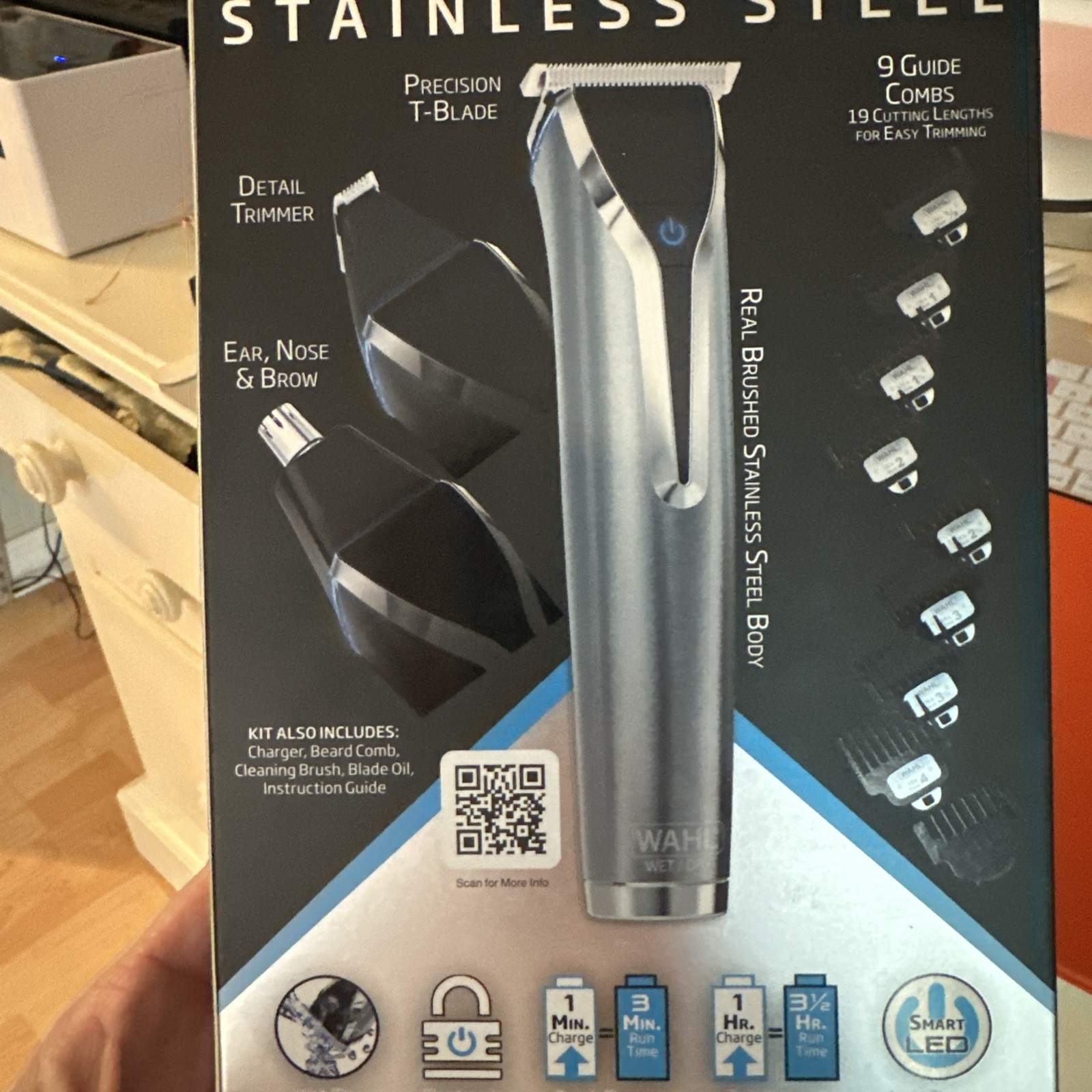 Wahl Stainless Steel Lithium-Ion Trimmer (9898) – Silver