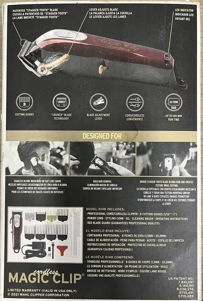 New Wahl Professional 8148 5-Star Series Cordless Magic Clip Cord / Clipper