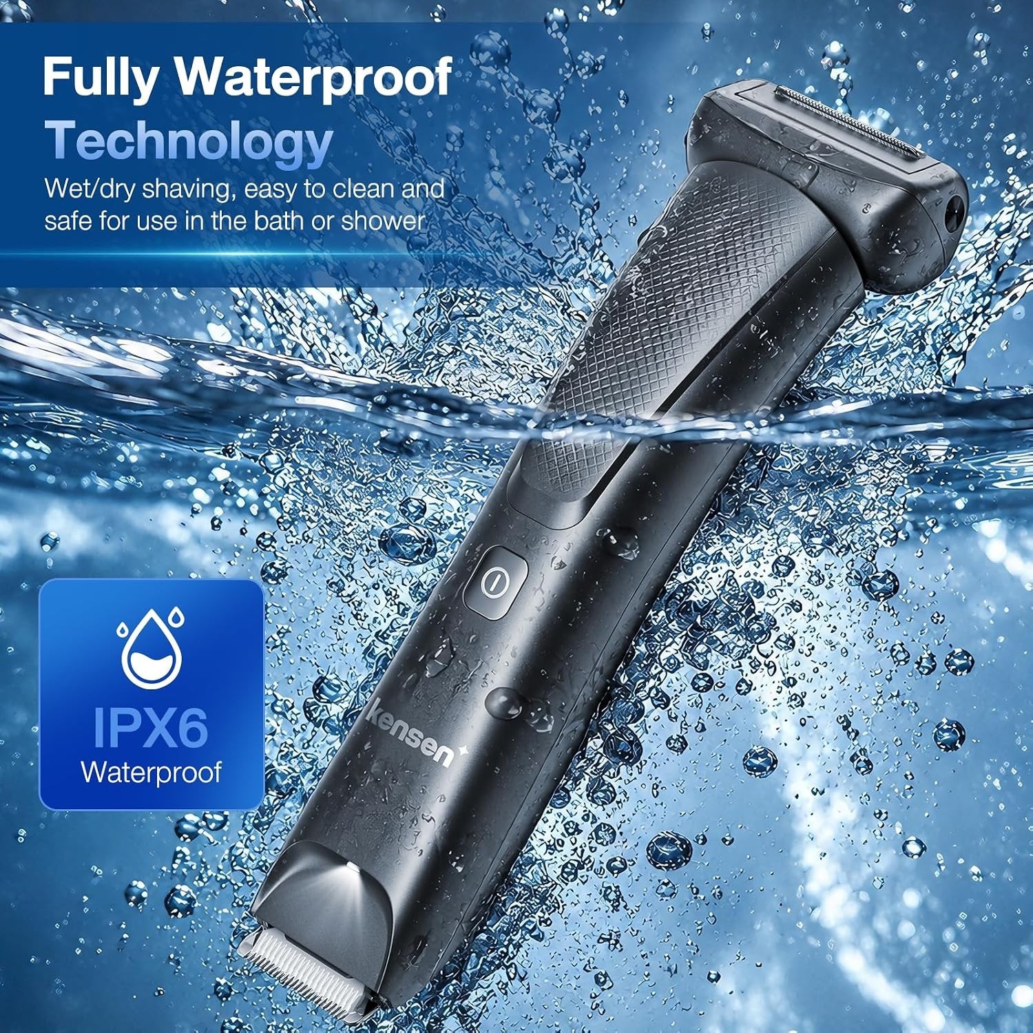 Cordless Electric Body Shaver with Ceramic Blades & 100-Minute Runtime