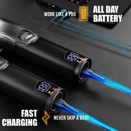 Professional Hair Clippers Cordless Barber Kit for Men Metal LED Display Fast