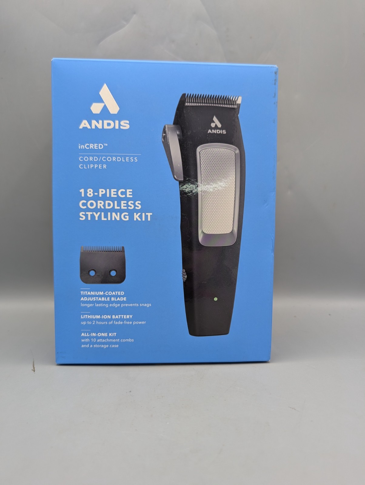 Andis inCRED Lithium-Ion Cordless Hair Trimmer Kit – 18pc Damaged Box New