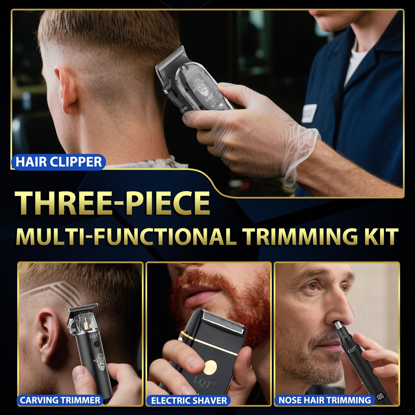 Men’s Professional Cordless Hair Clippers & Trimmer Kit, 4-in-1 Electric Shav…