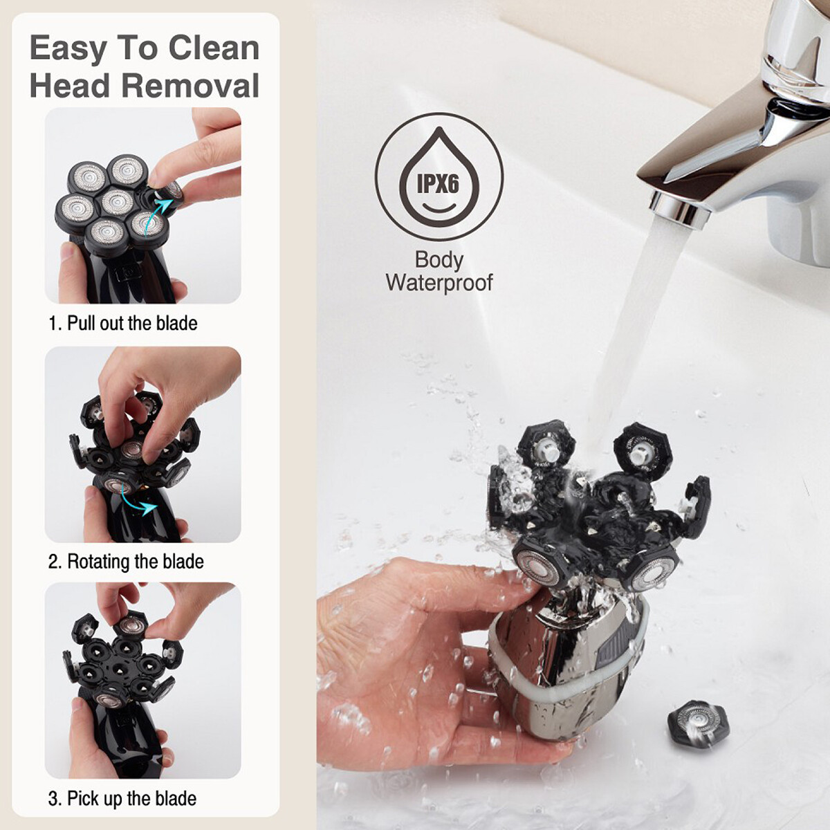 Men’s Razor Rotary Waterproof Electric Shaver Pop-Up Trimmer Wet Dry Cordless US