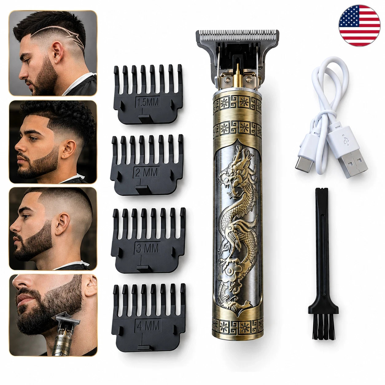Vintage T9 Barbeador Dragon Beard Hair Trimmer Cutter Machine for Men