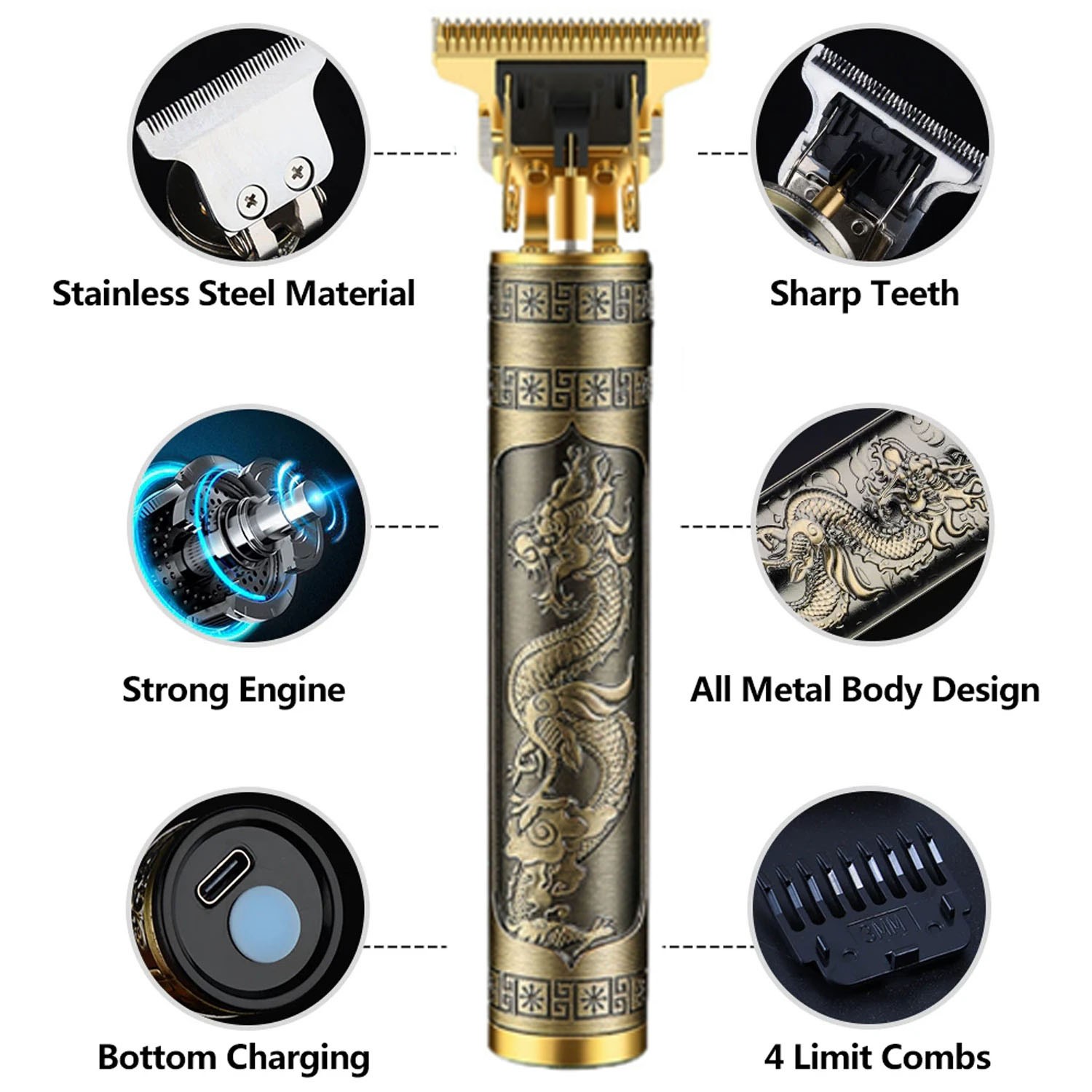 Cordless Professional Hair Clippers Trimmer Cutting Beard Barber Shaving Machine