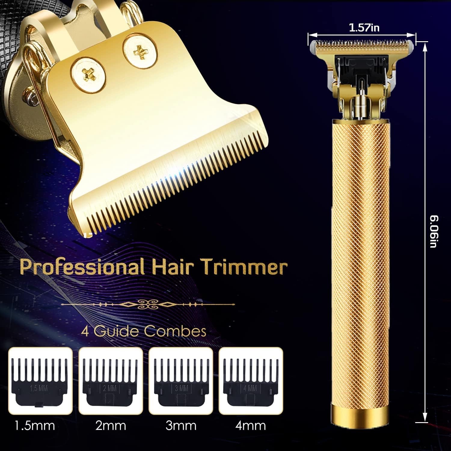 Cordless Professional Hair Cutting Kit with Ear Spoon Tools – Gold Finish