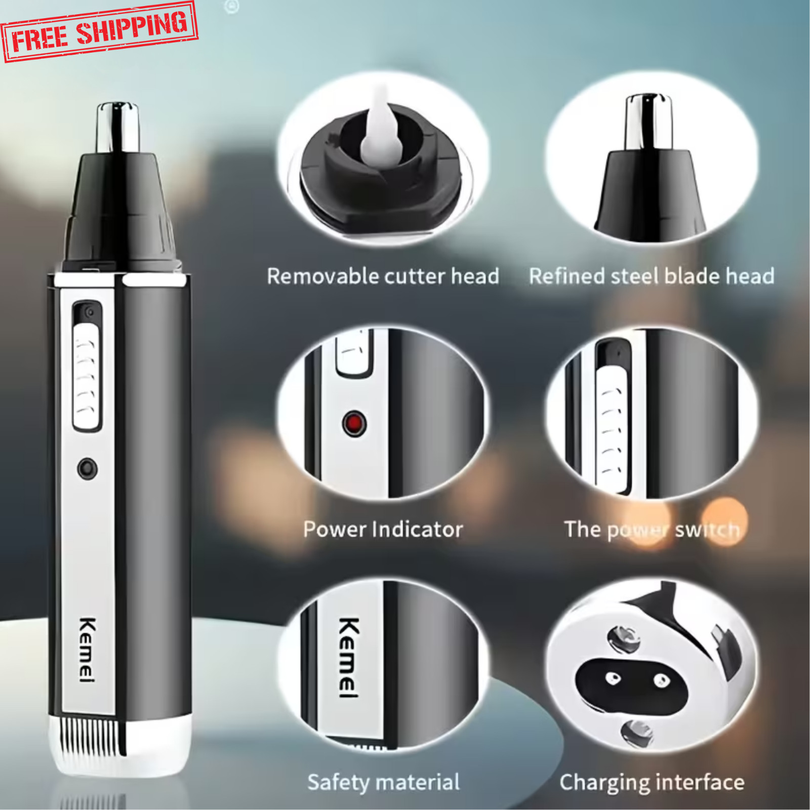 4-in-1 Rechargeable Trimmer for Nose, Beard, Ear, Eyebrow Hair/ Men Grooming Kit