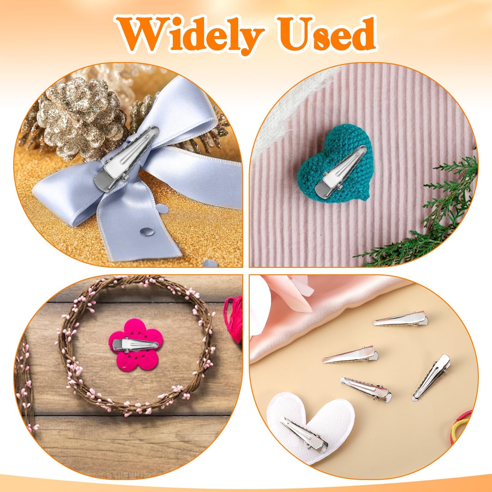 Bewudy 100 Pcs Small Alligator Hair Clips, 30MM Silver Metal