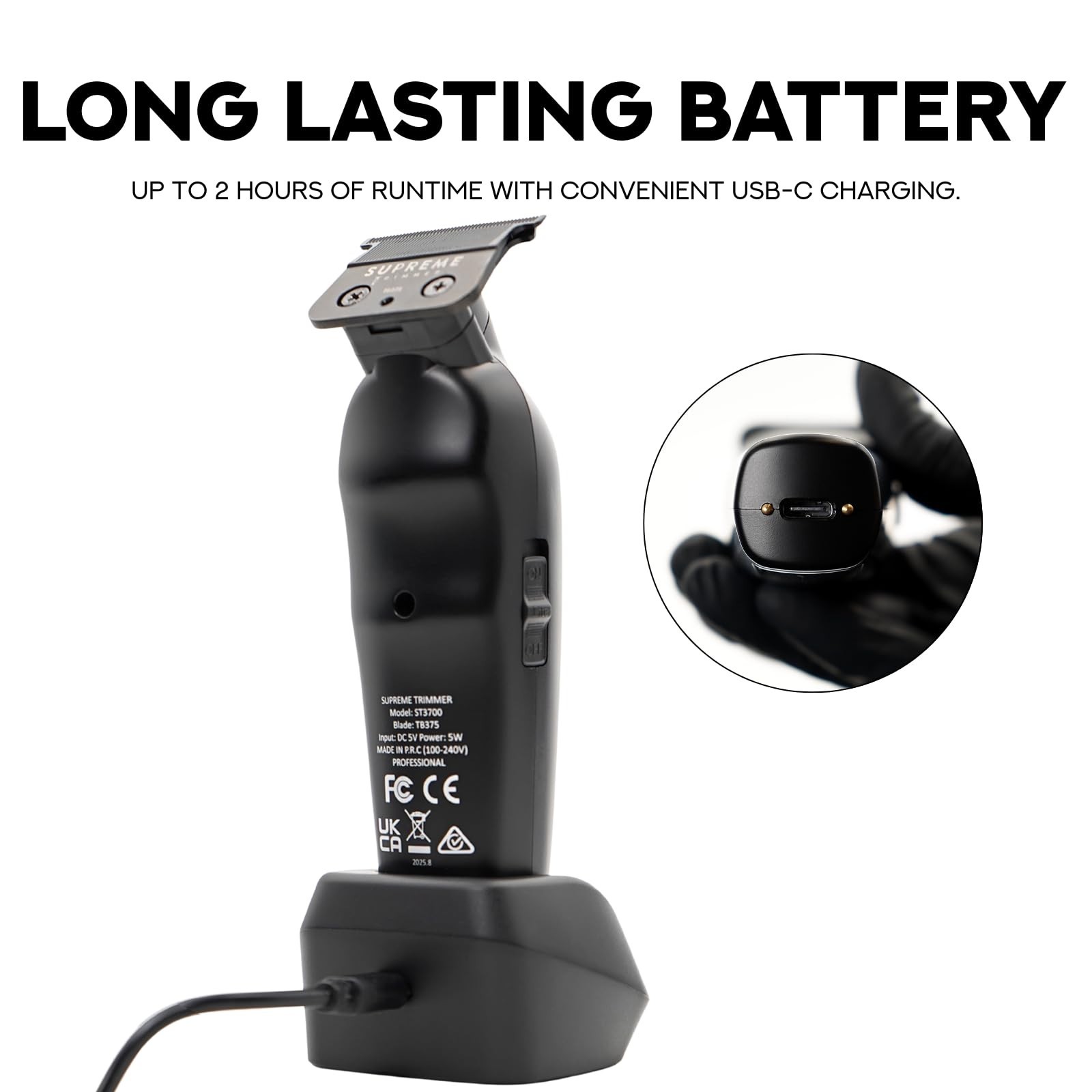 Professional Cordless Barber Trimmer – Ultra Sharp Zero Gap T-Blade, 7000 RPM, F