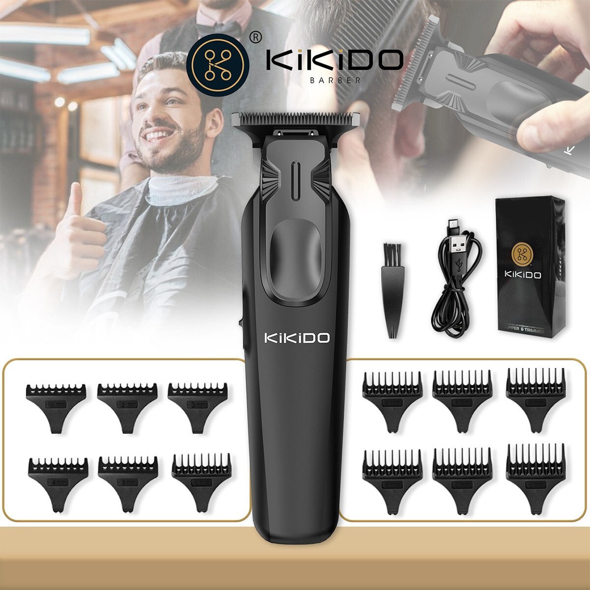 Portable Electric Cutting Clipper Cordless Beard Shaver Haircut Trimmer 12 Combs