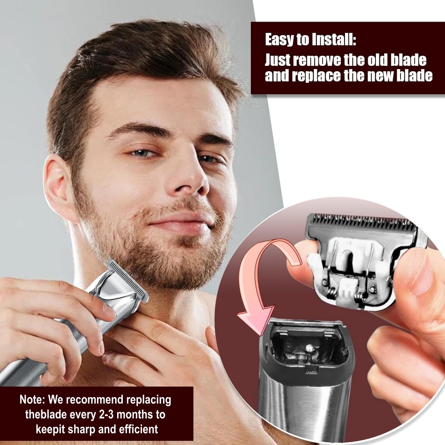 40mm Replacement Detachable T Blade for Wahl All in One Lithium Ion Trimmer 1PC