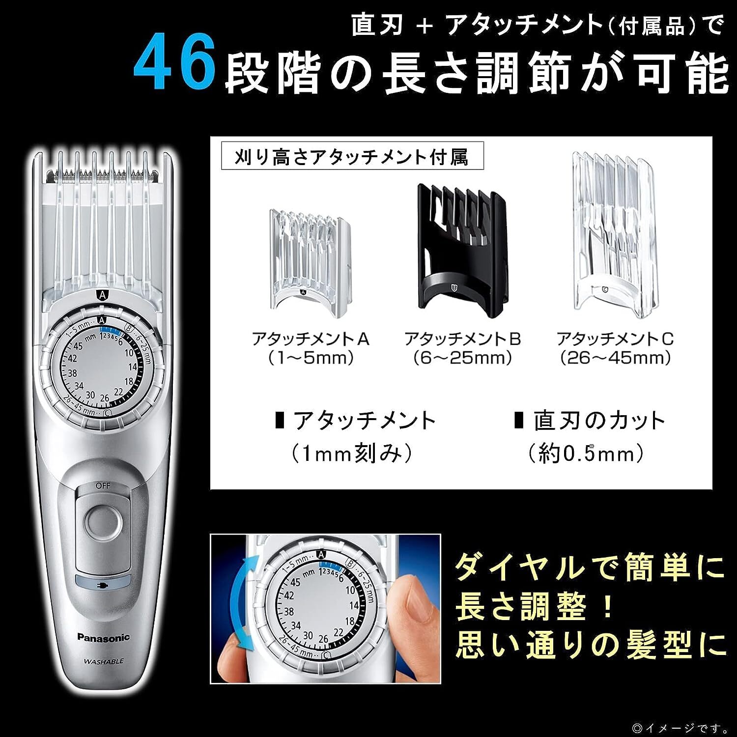 Panasonic ER-GC74-S Men’s gray silver hair cutter for short hair From Japan