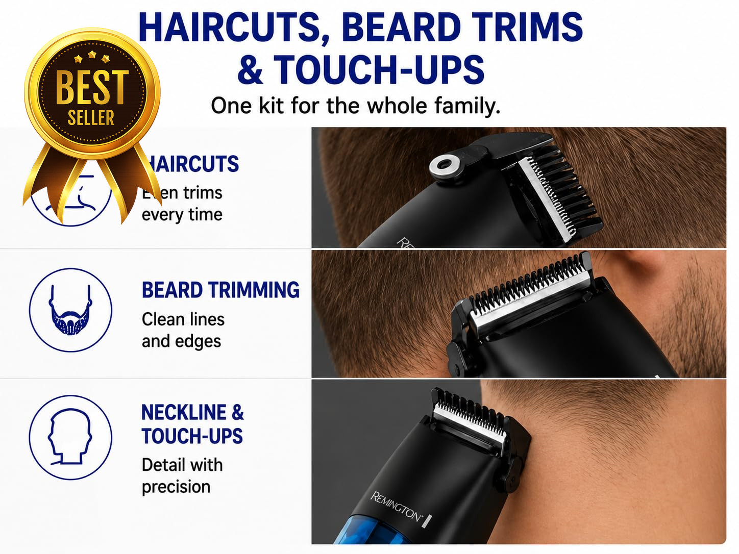 Vacuum Hair Clippers for Men Mess Free Haircut and Beard Trimmer Kit with Built
