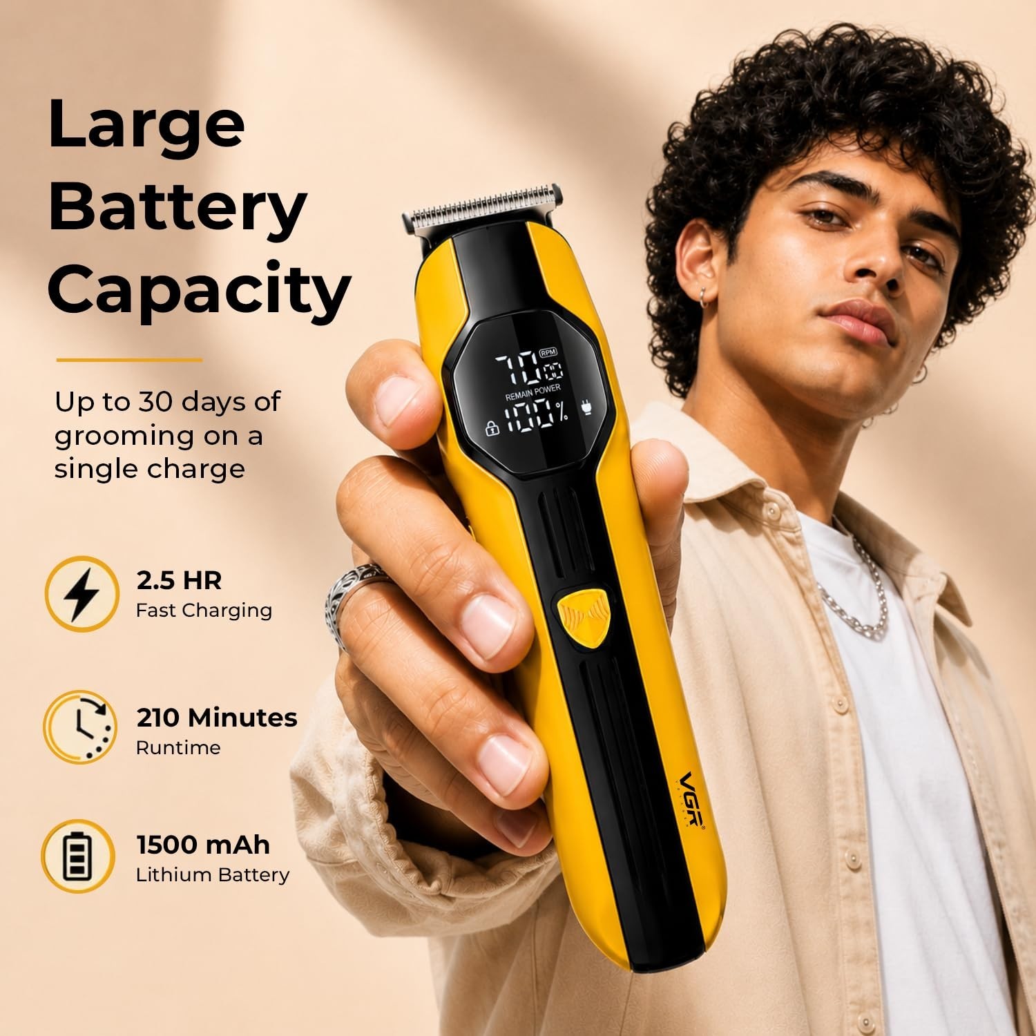 VGR V-173 Professional 6-in-1 Grooming Kit Trimmer for Men Yellow/ FREE SHIPPING