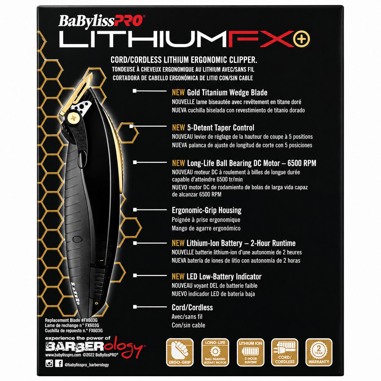 BaBylissPRO LITHIUMFX Cord/Cordless Clipper FX673N