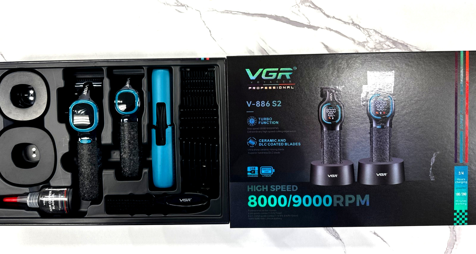 VGR V-886 S2 Professional 2Pc Barber Combo Set Hair Trimmer and Clipper