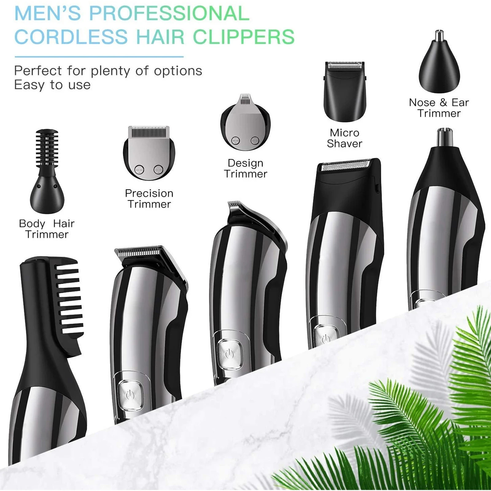 USA Stainless Steel Electric Shaver Lithium Ion 2.0+Beard Trimmer for Men/Barber