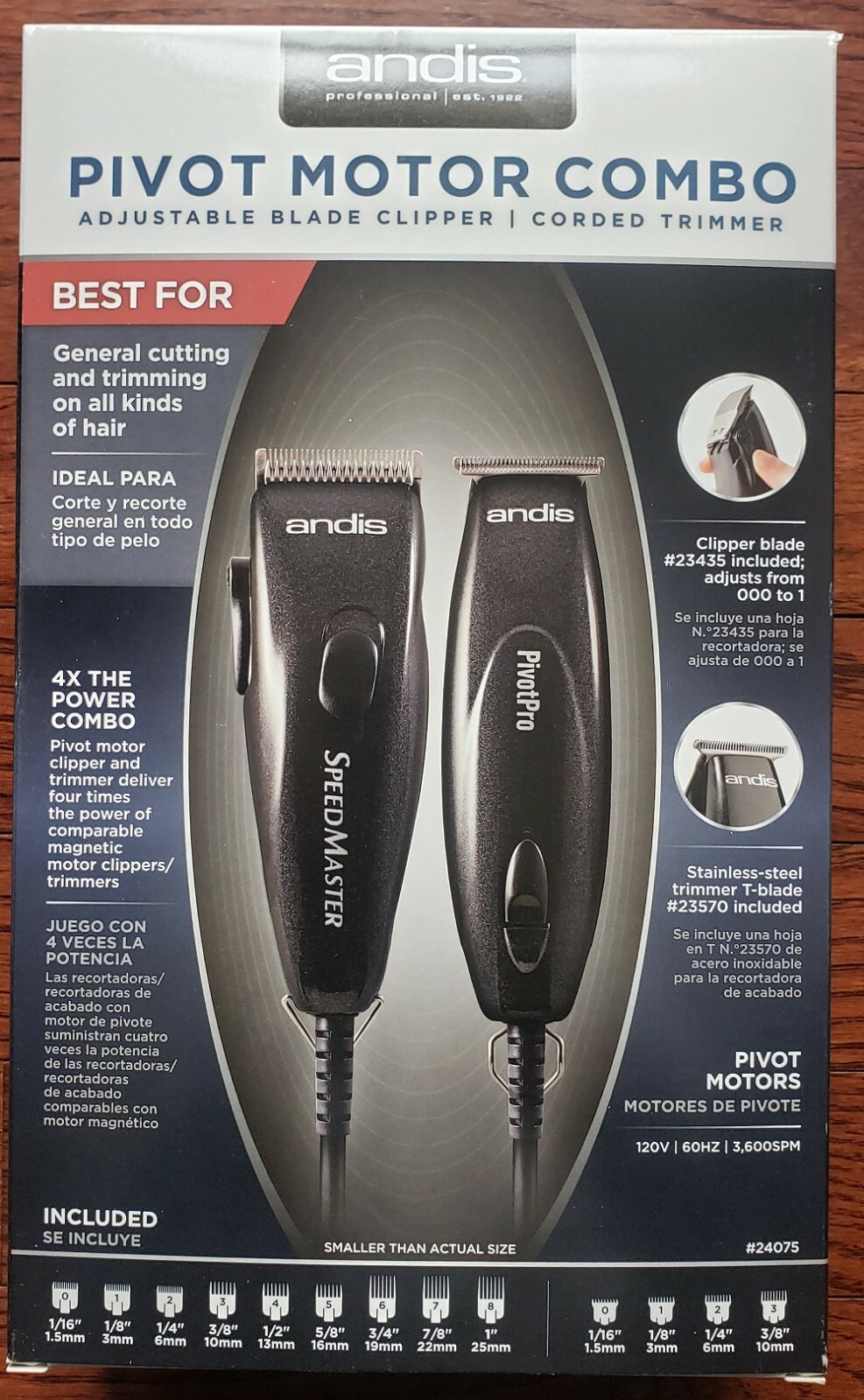 Andis Pivot Motor Clipper & Trimmer Combo and Guides w/Blade Brush