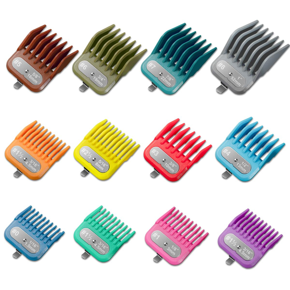 12 Clipper Guards Compatible with Andis Master, Oster Fast Feed, Andis AAC-1, GC
