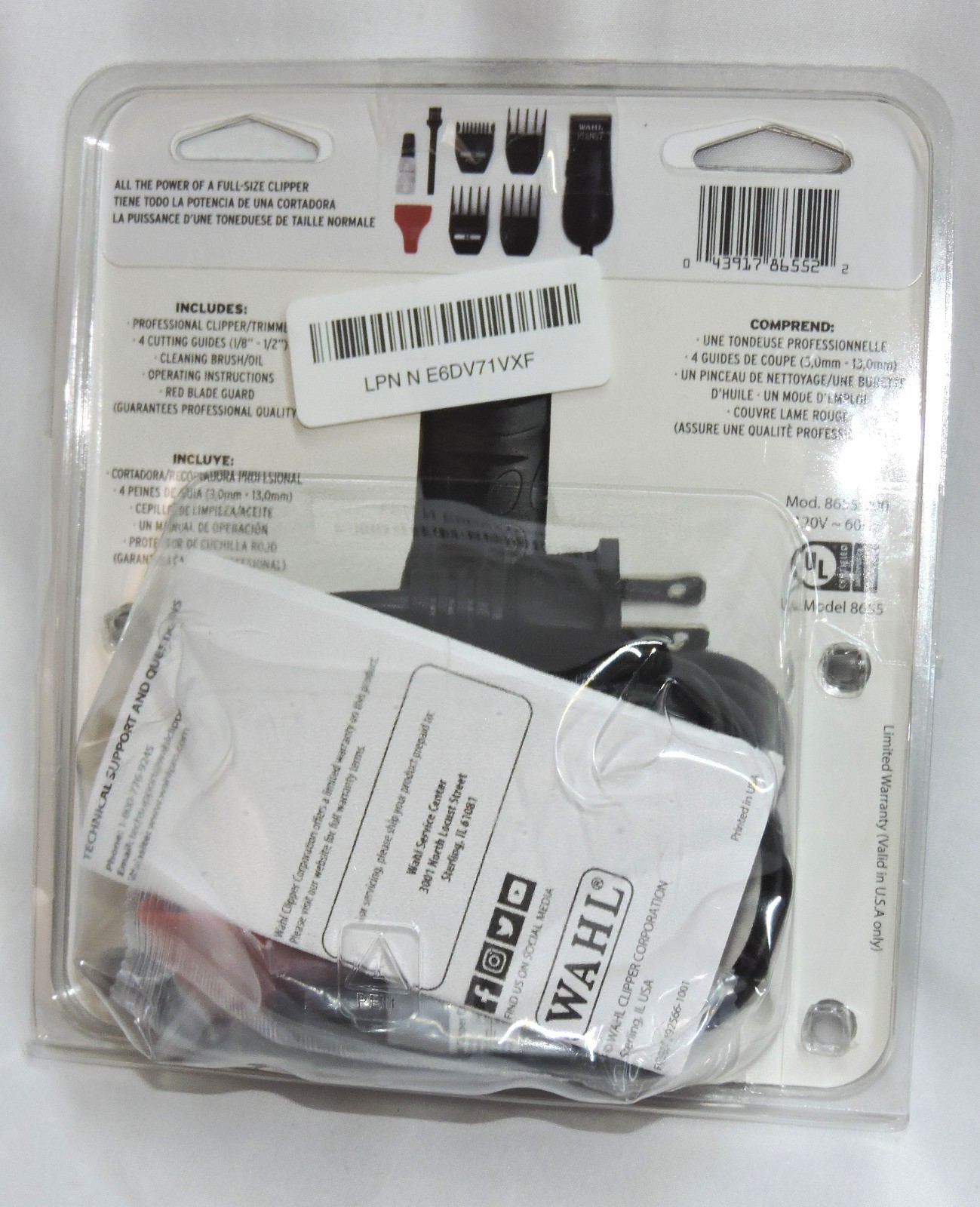 WAHL Professional Peanut – Model 8655 Black Kit Trimmer Clipper #116268