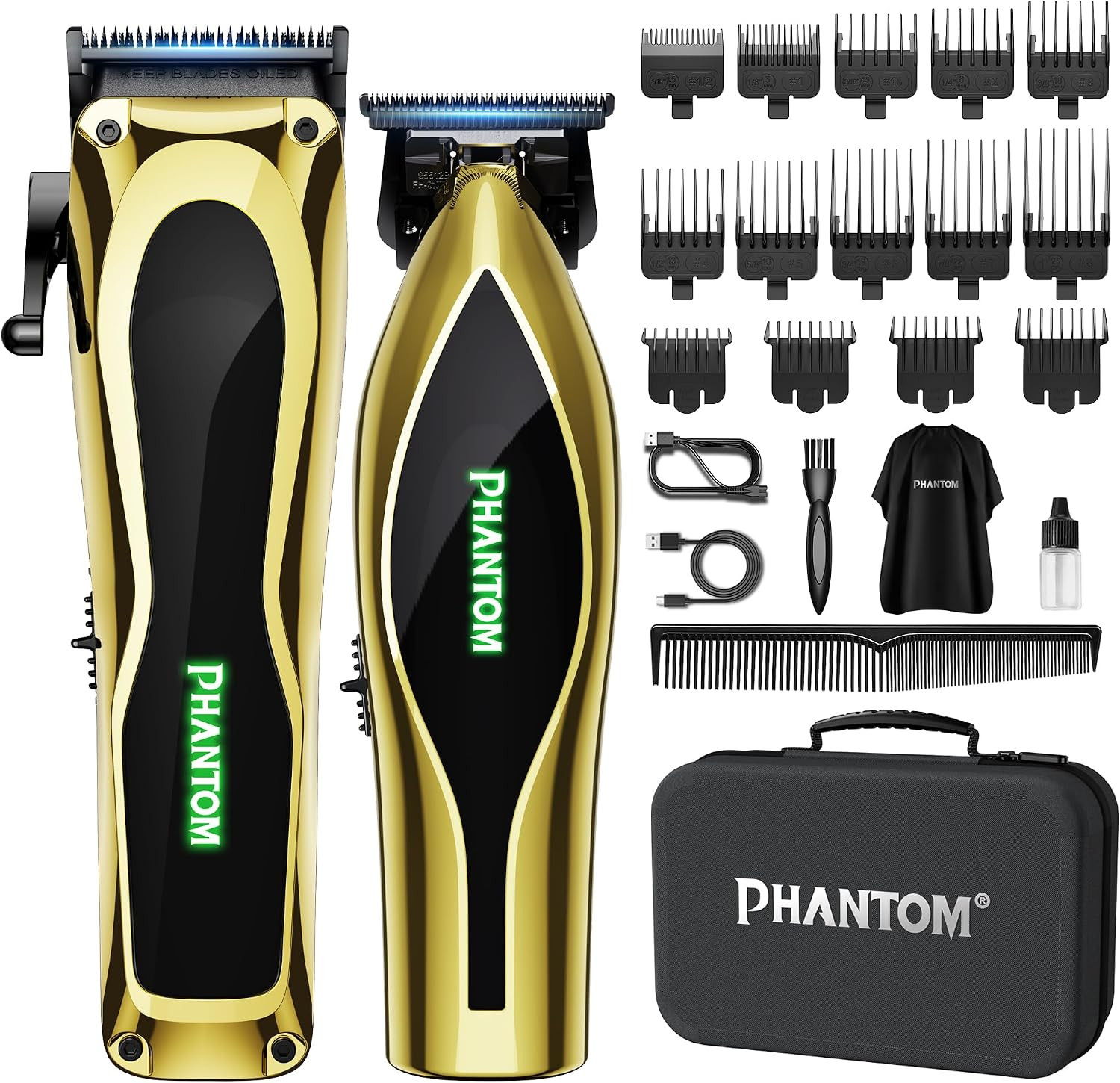 Professional Hair Clippers for Men, Cordless Barber Clippers & Trimmer Set with