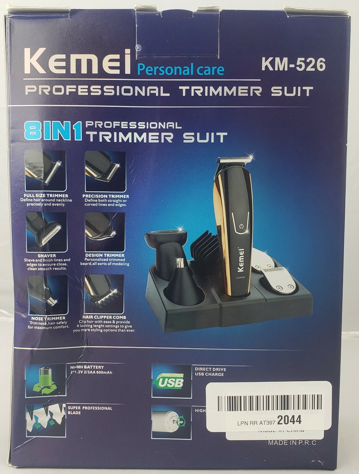 KEMEI 8 IN 1 Cordless Beard Trimmer For Men Hair Clippers Trimmer KM-52